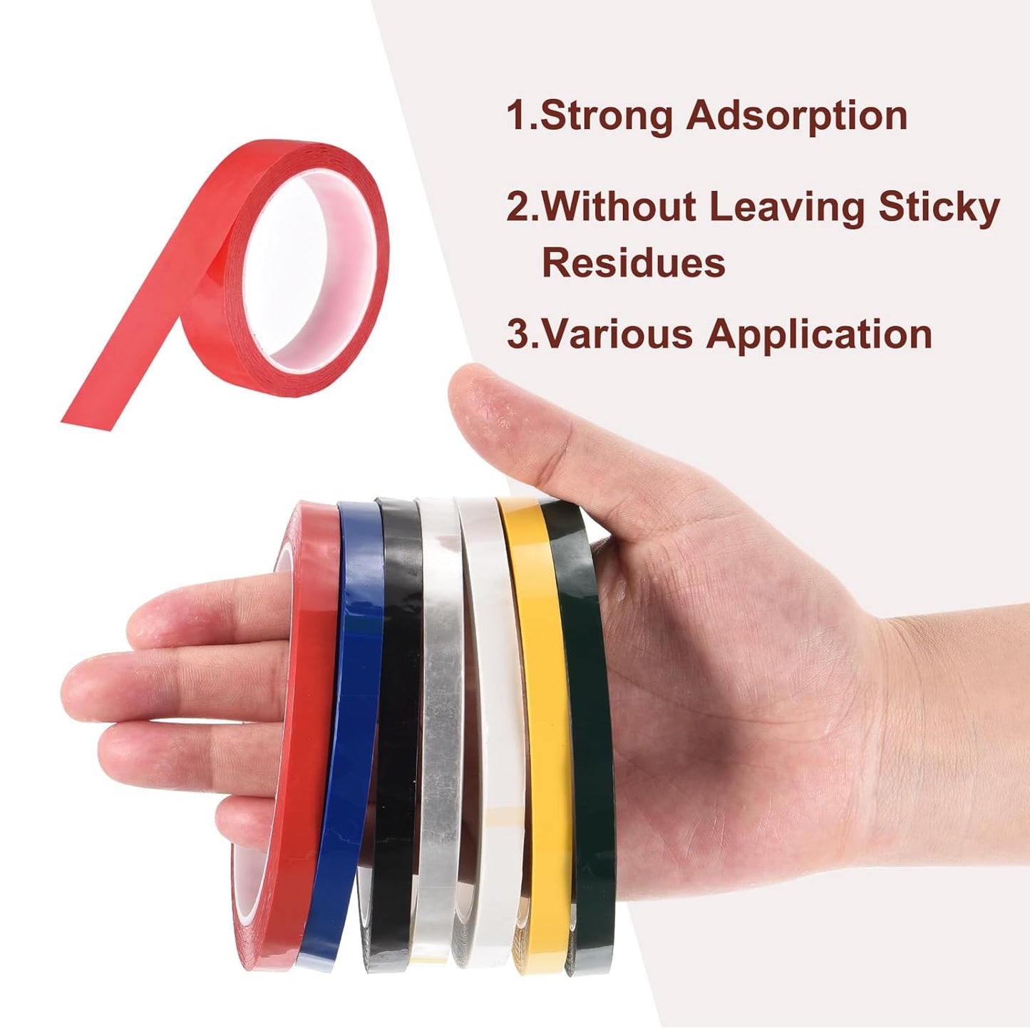 MECCANIXITY 6 Rolls Whiteboard Tape Graphic Chart Tape 25mm 54.7 Yard Art Tape Thin Self-Adhesive Pinstripe Tape Masking Tape for Gift Wrapping Craft Supplies, Red