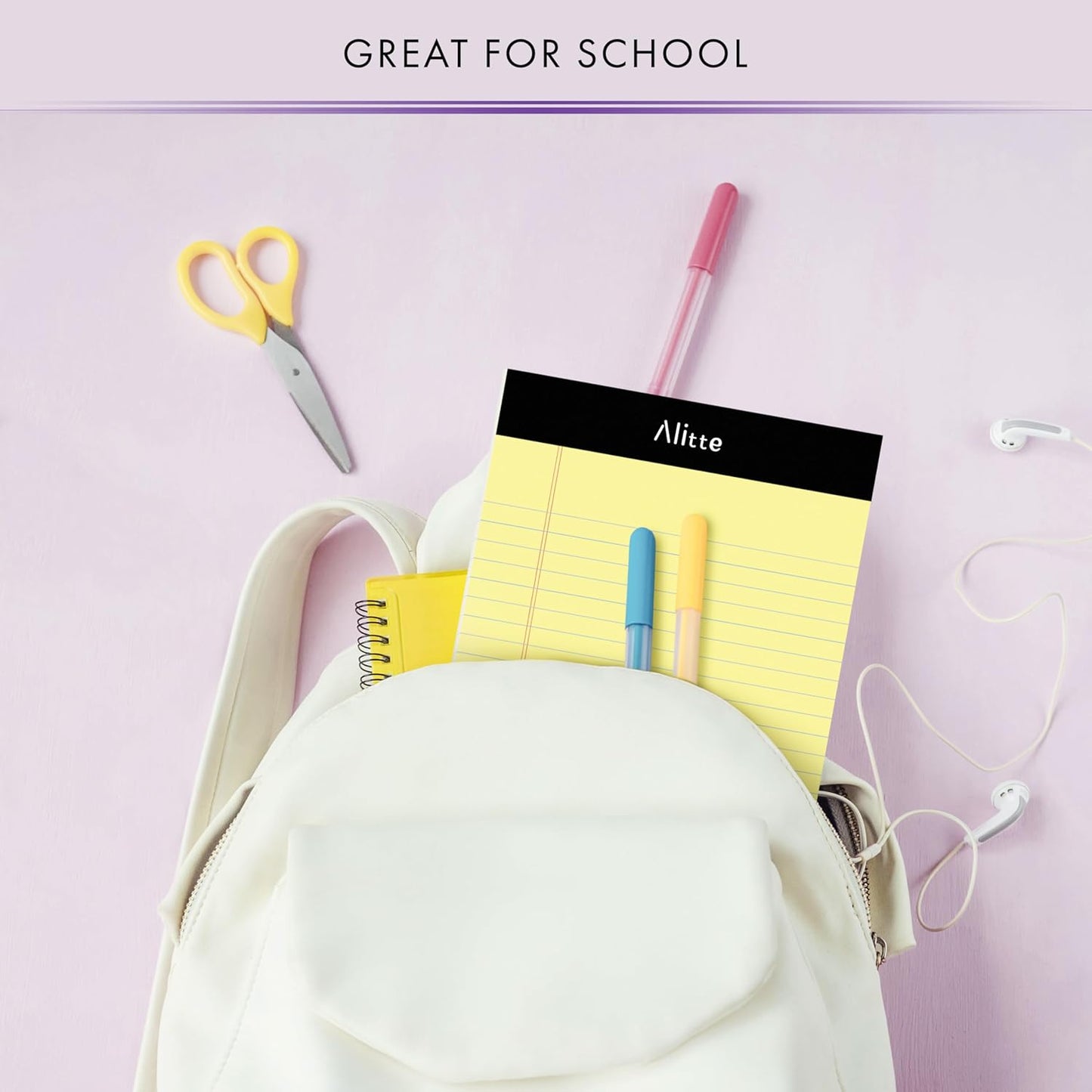 Yellow Legal Notepads 5x8 - Perforated Wide Ruled Writing Pad Paper, No Ink Bleeding - Blank Legal Pads for Home, Office, School, Business - 50 Sheets Per Notebook (12 Pack)