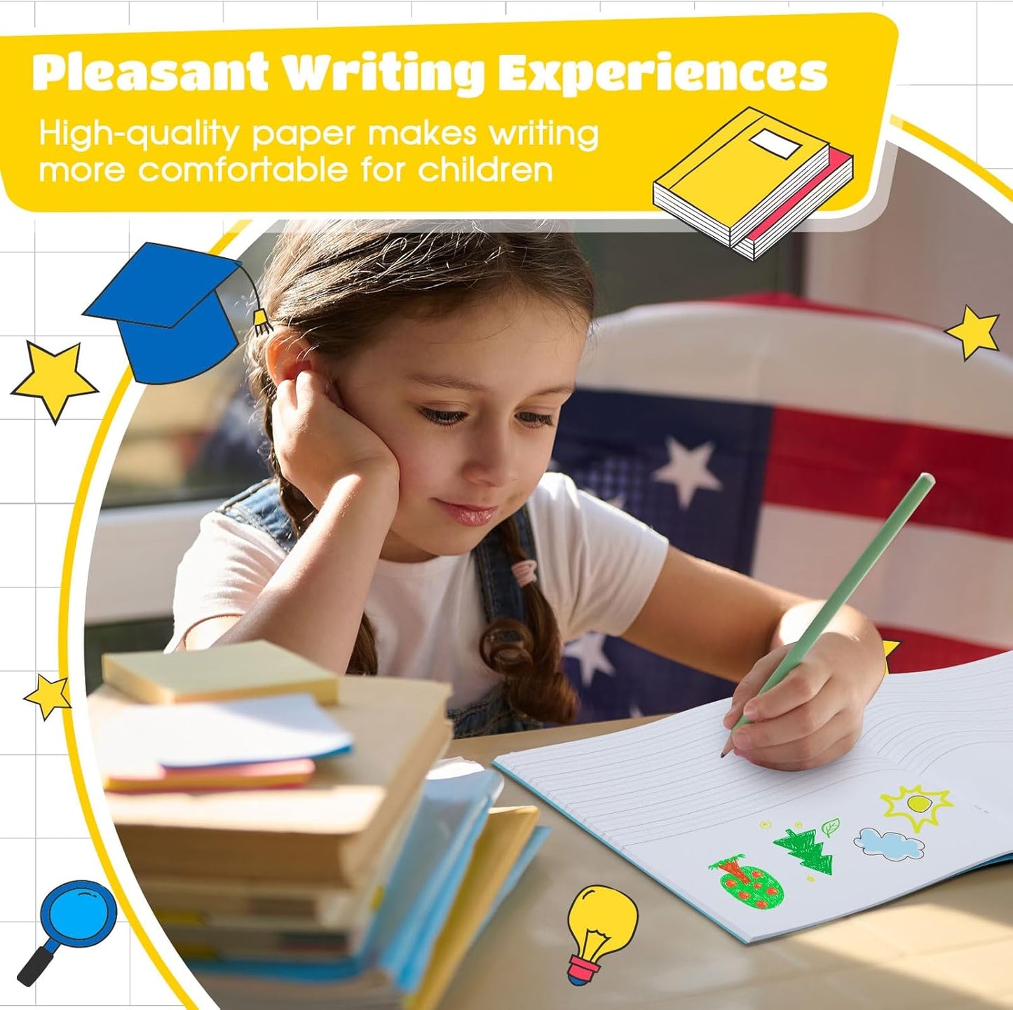 Henoyso 24 Pcs Primary Composition Notebook K-2 9 3/4 x 7 1/2 Inch Primary Journal, Back to School Supplies, Bulk Blank Writing Book for Kid to Write Draw Journal 60 Page Notebooks (Multicolored)