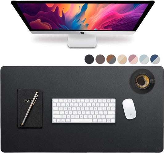 Vine Creations Leather Desk Mat 32" x 17", Desk Protector Mat, PU Leather Desk Pad, Large Mouse Pad, Desk Blotter, Desk Pads on Top of Desks, Desk Matt for Desktop, Home Office Desk Mat (Black)
