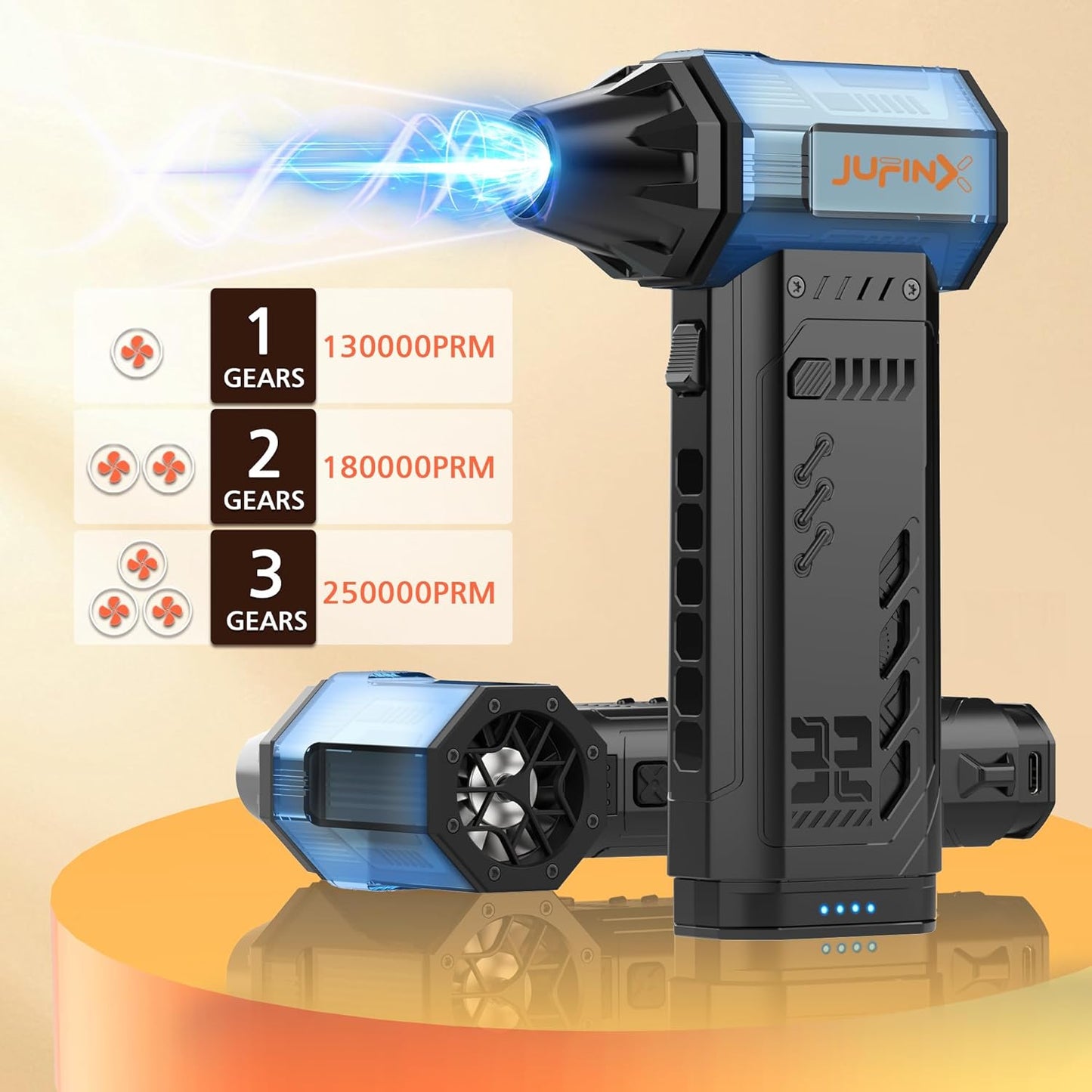 X301 Compressed Air Duster-250000RPM Super Power Electric Air Duster, Replaceable Battery,Long Life mini Blower, 3-Gear Adjustable,4 nozzles for Computer, Keyboard, Outdoors and Car Cleaning