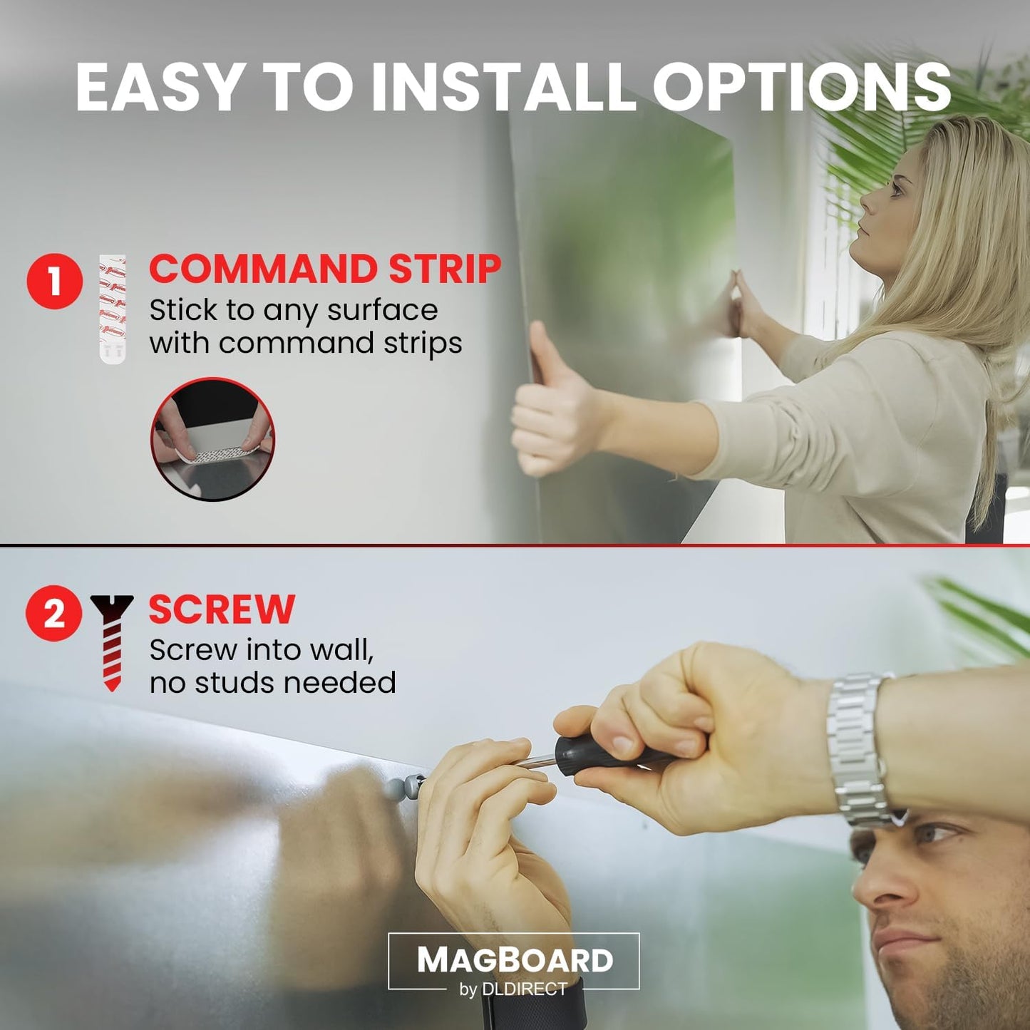 Diamond Life Magnetic Board - Memo & Vision Board for Home, Office, and Classroom - Magnet Board for Kids - Pre-drilled Mounting Screws Included (Silver 24"x36")