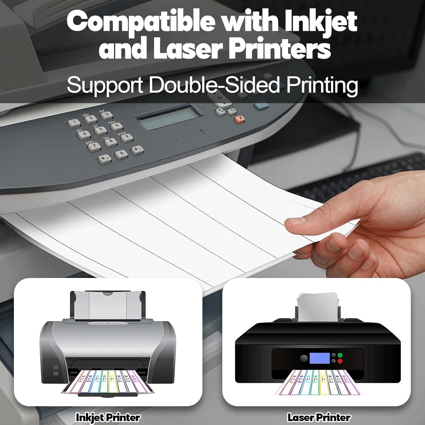 gisgfim 20 Sheets Binder Spine Inserts 1-1/2 Inch Spine Width White Binder Labels 92LB Printable Side Identifiers for Inkjet Laser Printers Cardstock View Binders Labels 5 Inserts/Sheet