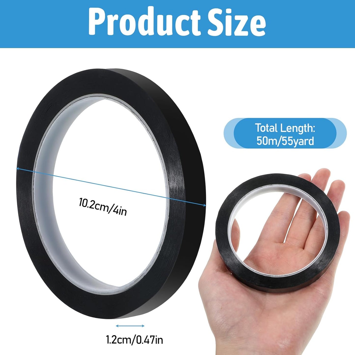 Black Graphic Whiteboard Tape 1/2 Inch X 55 Yards Self Adhesive Chart Line Tape for Dry Erase Board Chart Line Grid Marking