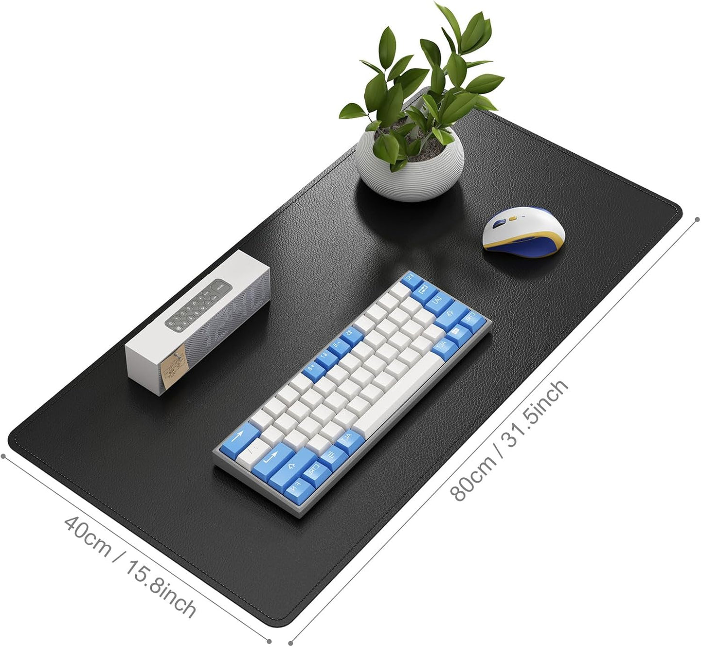 DAWNTREES Desk Mat Protector,PU Leather Desk Pad,Non Slip, Large Mouse Pad and Keyboard Mat, Waterproof Writing Pad for Office and Home (Black)
