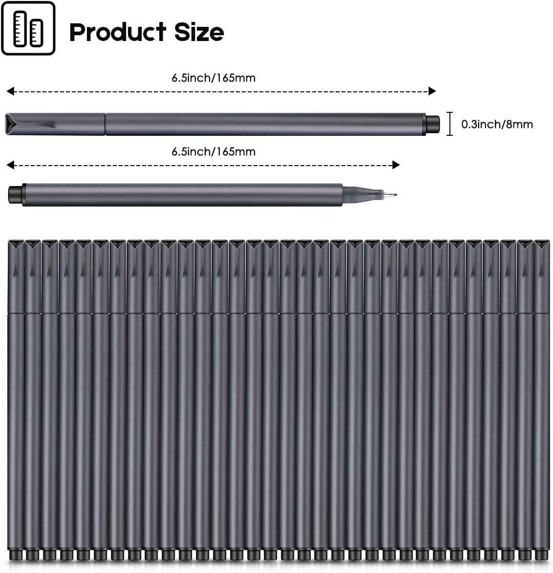 Taotree Journal Planner Pens, 24 Black Fine Point Pens, Ideal for Art, Crafts, Scrapbooks, School, Office, and More