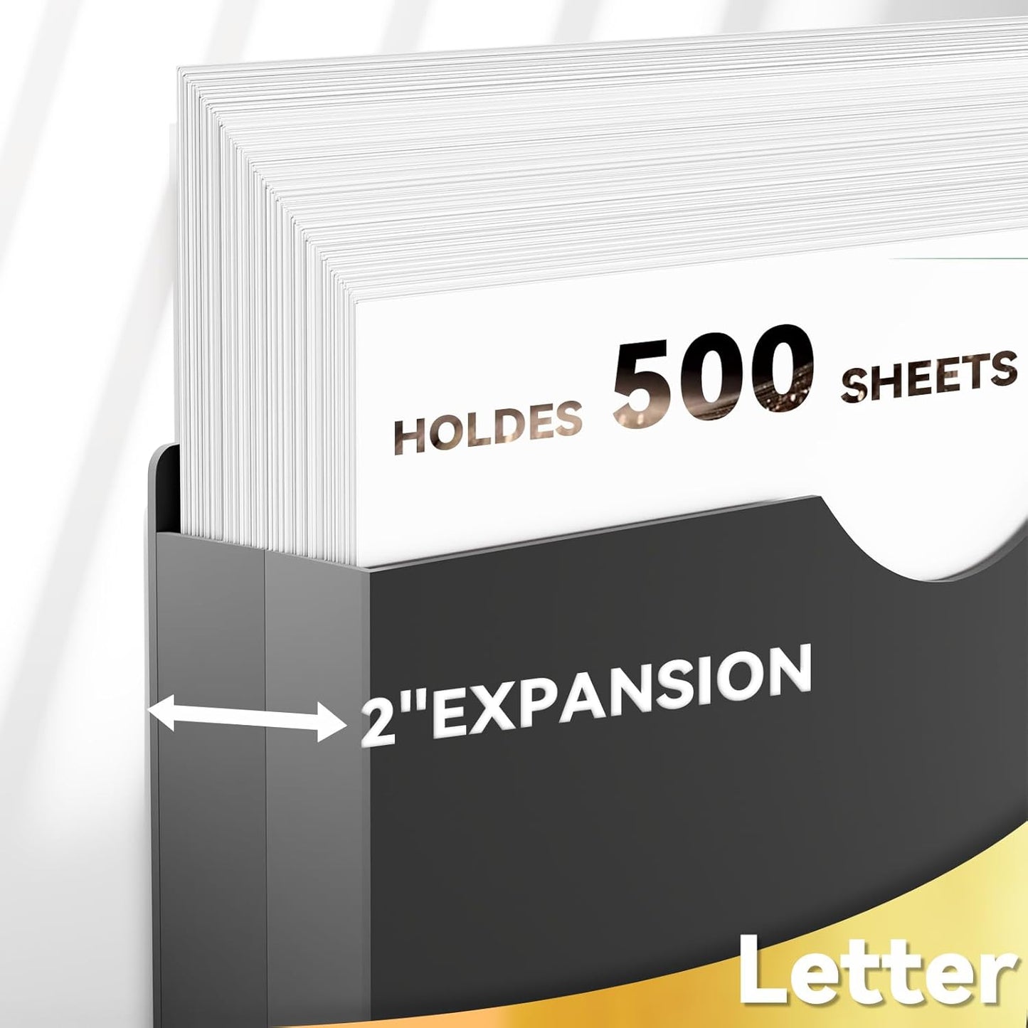 Plastic 2 Inch File Jackets Letter Size,12 Pack Reinforced Manilla Pocket Folders,Upgrade Material,Poly Expandable File Jacket,Heavy Duty Expansion Pocket Files with Straight Cut Tabs,Black