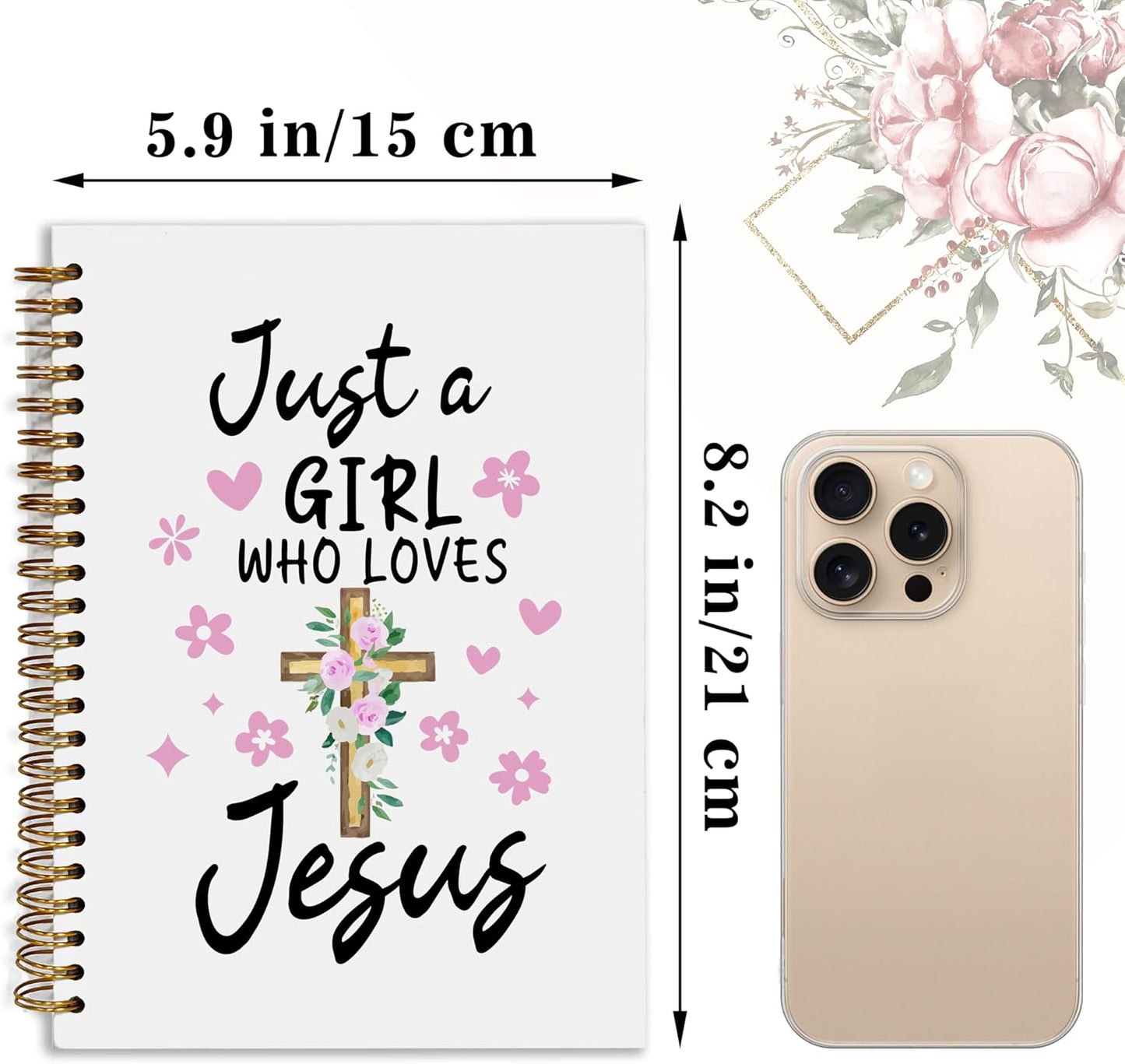 YOU FOUND ME Bible Notebook, A5 Spiral Christian Journal with Floral Pink Butterfly Notebook, Just a girl Who Loves Jesus, Inspirational Notebooks for Women, Bible Study, Gift for Birthday Christmas