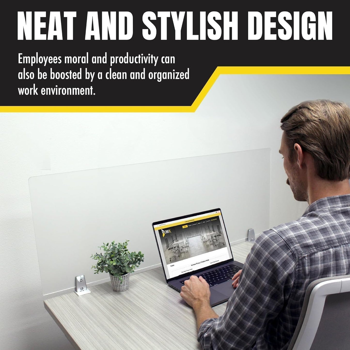 OBEX Frosted Acrylic Desk Mounted Privacy Panel, 24" x 24", Frosted