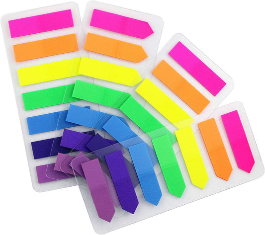 4 Sets 0.5x1.8 inch Neon Page Markers, Flags Tabs Neon, 7 Bright Color Sticky Notes Index Tabs,Neon Flags Note Tabs Page Flags, 560 Pcs