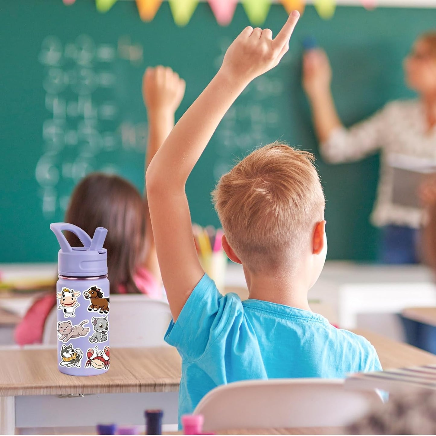 Water Bottle Stickers 200 Pcs Cute Animal Sticker Pack, Teacher Reward Prizes for Kids Classroom, Waterproof Vinyl Stickers for Water Bottles Scrapbook Journal Tablet Kindle Laptop Diary Scooters etc