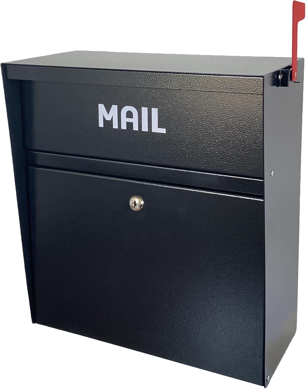 Rainproof Wall Mount Mailbox with Outgoing Mail Flag, Locking Security Galvanized Steel Drop Box for Residential & Commercial Use, Heavy Duty Payment Collection Box, Black