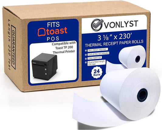Thermal Printer Paper Roll for Toast TP200 Receipt Printer Point of Sale (24 rolls)