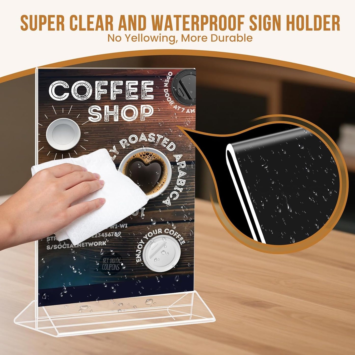 9 Pack Acrylic Sign Holder 8.5x11 Inch, Double Sided Clear Flyer Display Stand, Plastic Menu Stand, Table Top Sign Picture Paper Frames for Wedding table Number Office Store Restaurant