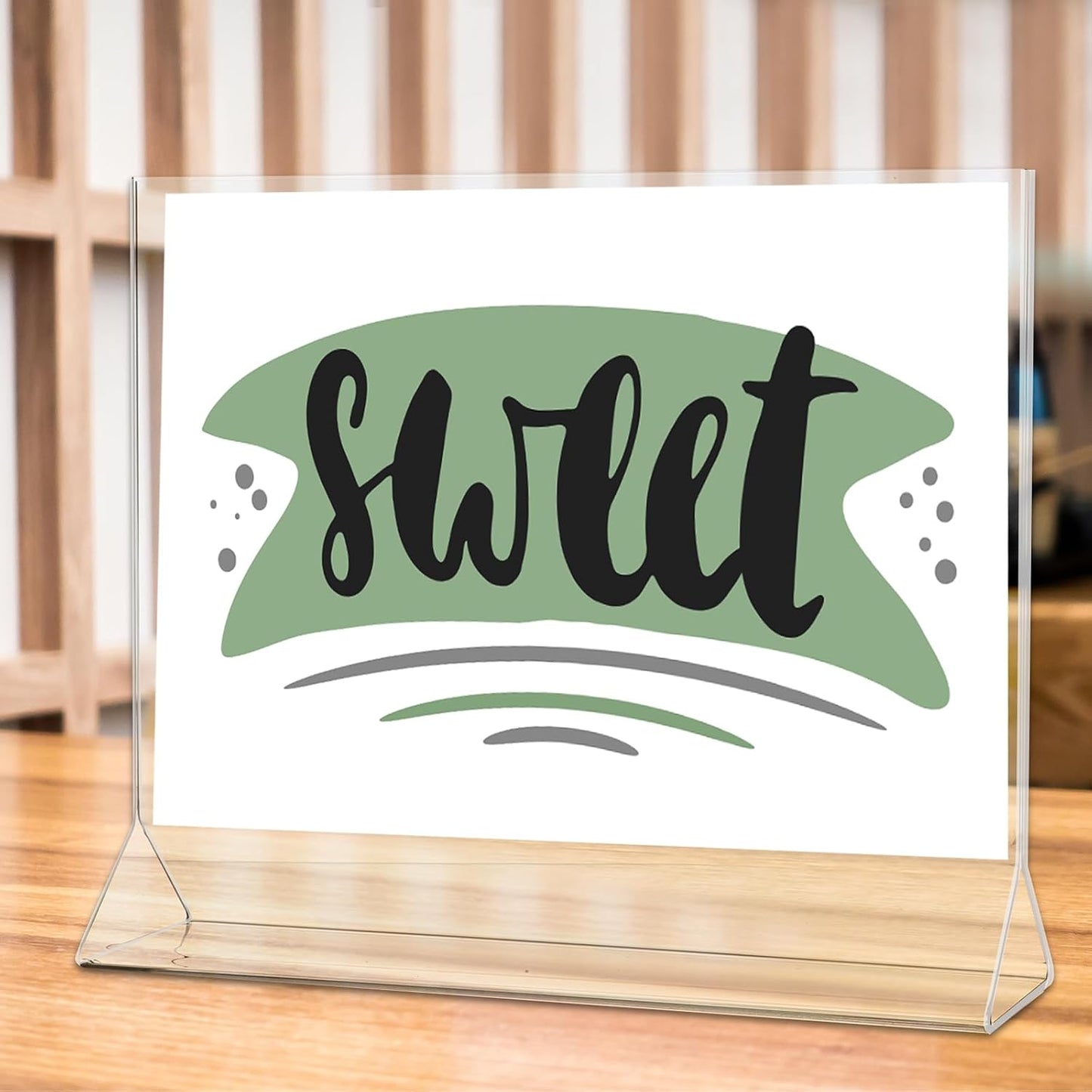 Yulejo 24 Pack Acrylic Sign Holder, Plastic Clear Table Display Holder Double Sided Menu Display Stands T Shaped Card Picture Frames for Office, Weddings, Meetings, Hotels (11 x 8.5 Inches)