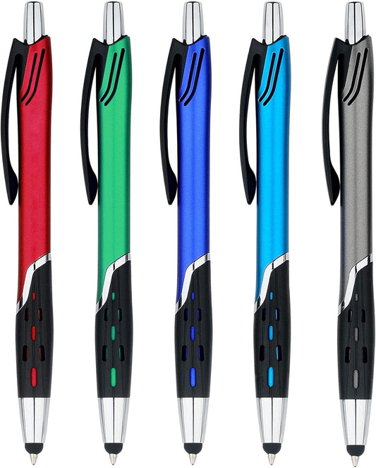 Stylus Pens - 2 in 1 Touch Screen & Writing Pen, Sensitive Stylus Tip - for Your iPad, iPhone, Kindle, Nook, Samsung Galaxy & More - Assorted Colors, 5 Pack