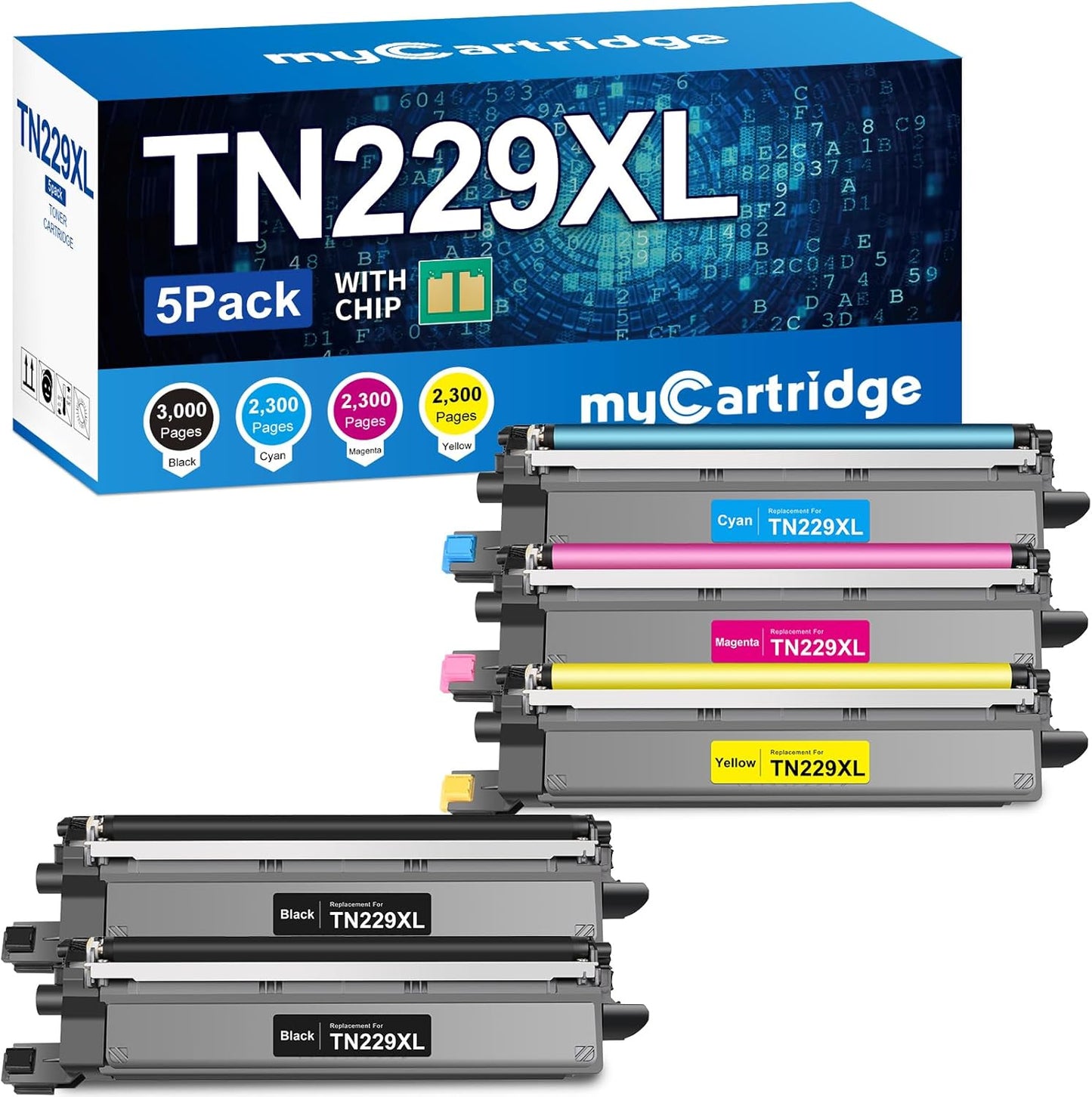 myCartridge Compatible Toner Cartridge Replacement for Brother TN229XL TN229 Toner for HL-L3280CDW MFC-L3780CDW MFC-L3720CDW HL-L3220CDW HL-L3295CDW Printer,TN-229XL TN229XXL Toner 5-Pack