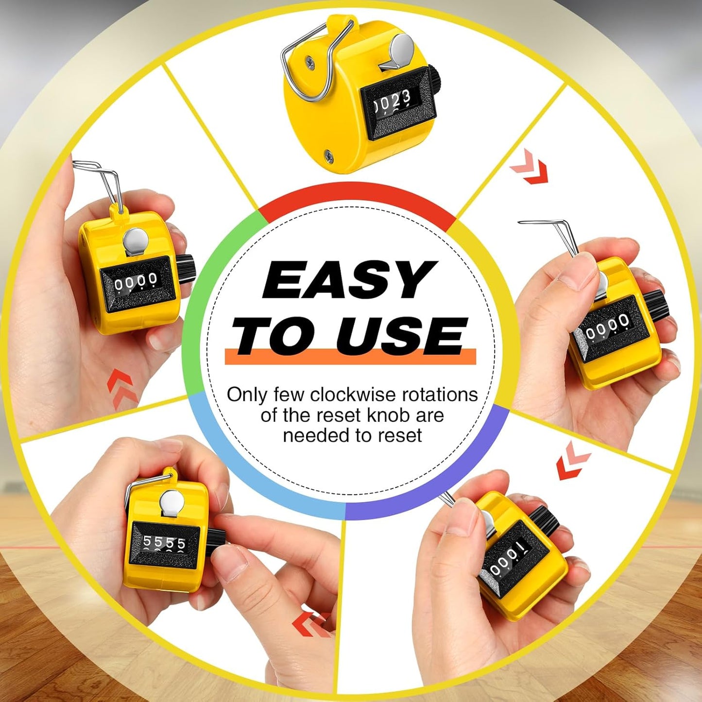 12 Pcs Handheld Tally Counter, 4 Digit Number Clicker Counter, Metal Hand Mechanical Register for Coaching, Knitting, People, Golf and Row