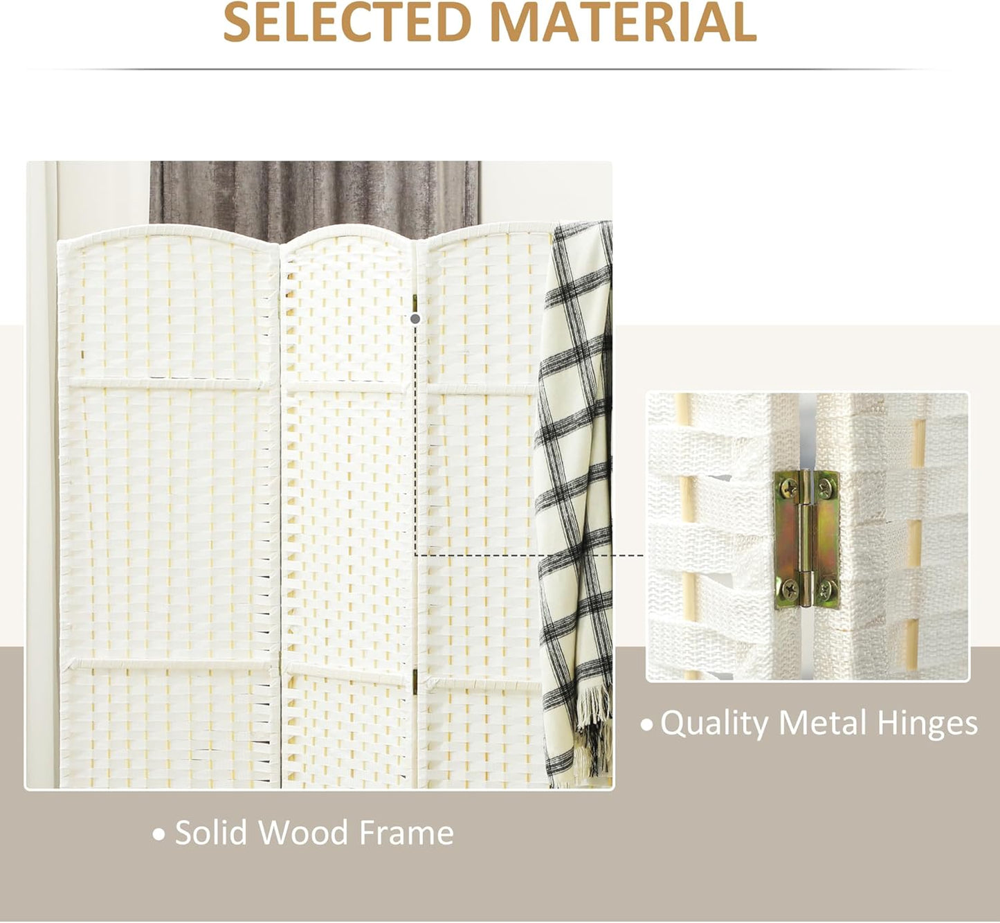 HOMCOM Room Divider, 4 Panel Folding Privacy Screen, 5.6' Tall Freestanding Wall Partition for Home Office, Bedroom, White