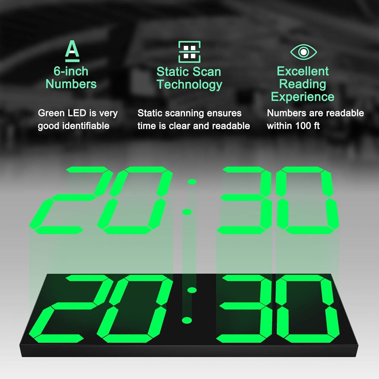 LED Large Digital Wall Clock, Oversize Wall Clock with 6” Numbers, Remote Control Count up/Countdown Timer Clock, Auto Dimmer, Big Calendar and Thermometer(Green)