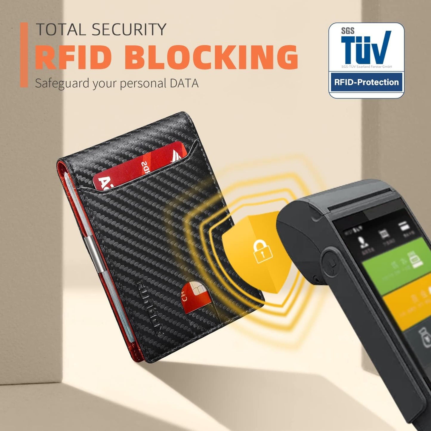 RUNBOX Slim Wallets for Men - Leather Money Clip Mens Wallet - RFID Blocking Front Pocket Bifold Wallet - Thin Credit Card Holder with Gift Box