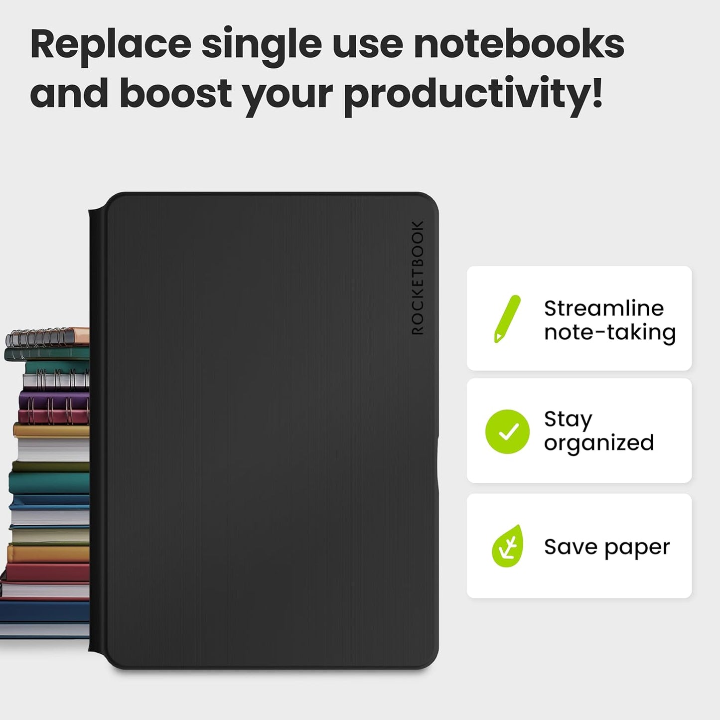Rocketbook Pro 2.0 Reusable Professional Smart Notebook, Executive Size 7x9, Black - Lined & Dot Grid Pages, App-Connected, Erasable, Premium Cover, Ideal for Work Notes and Business Meetings