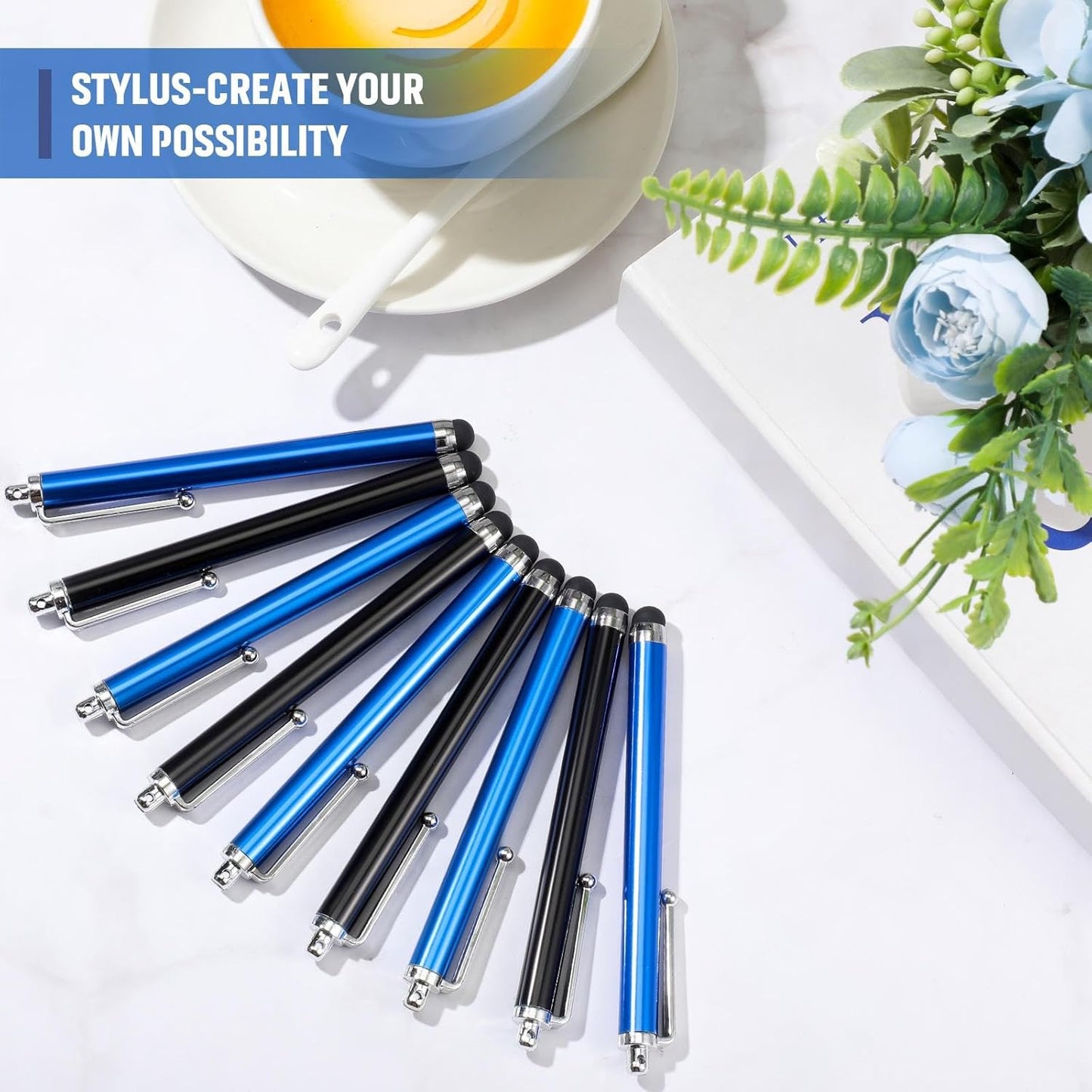 Outus 36 Pcs Stylus Pen for Universal Capacitive Touch Screens Devices, Stylus Pen Compatible with Tablet for Classroom Travel Olders Friendly(Dark Blue,Black)