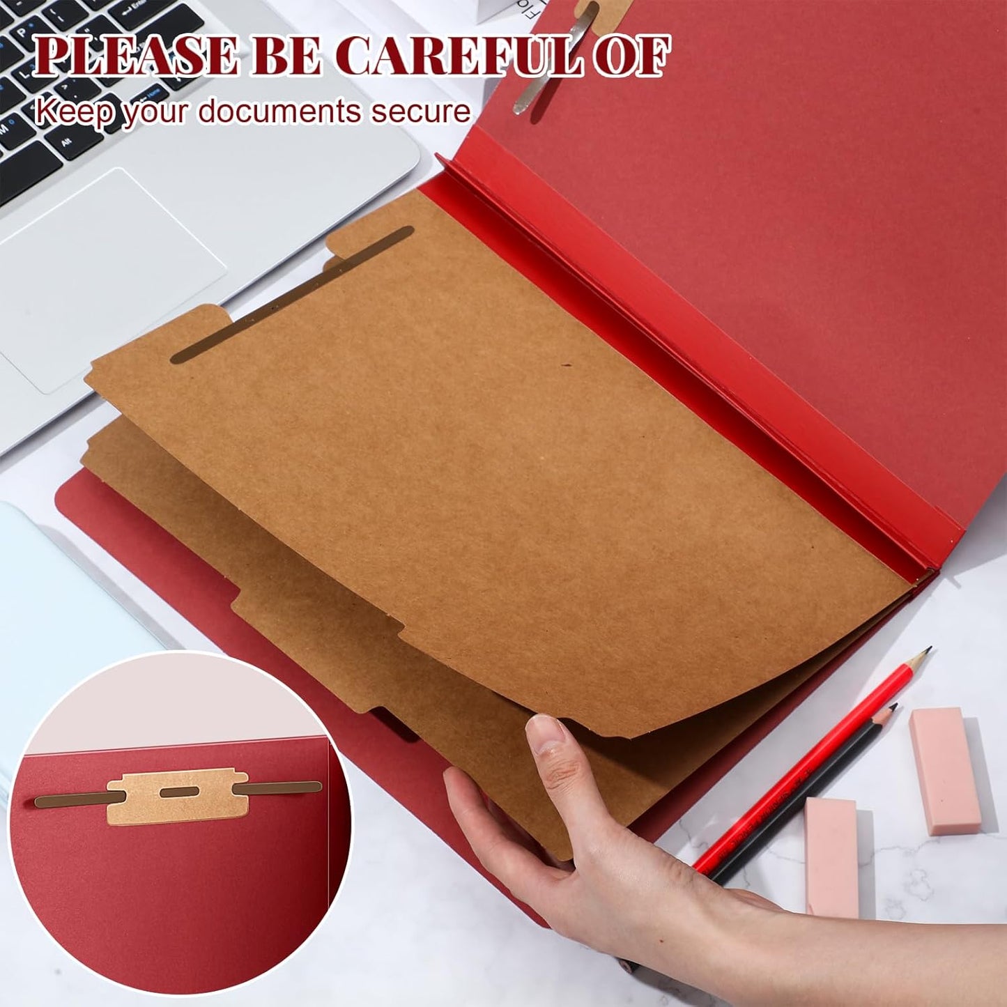 60 Pcs Classification Folders Letter Size, 2 Divider Pressboard File Folders with 3. 5 Inch Expansion, 2 Prongs Fastener, Heavy Duty Office File Organizers for Teachers, Medical (Dark Red)