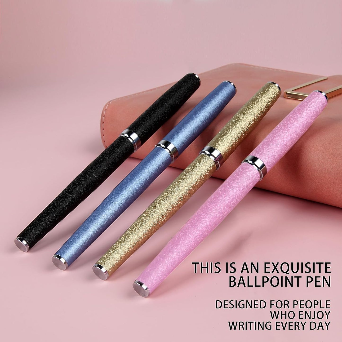 Nice pens,luxury pen with cace,fancy pens Ballpoint Pen Smooth writing experience stylish design effortless writing executive pen-Gift Box with 0.5mm Black Extra 2 Refill (Pink)