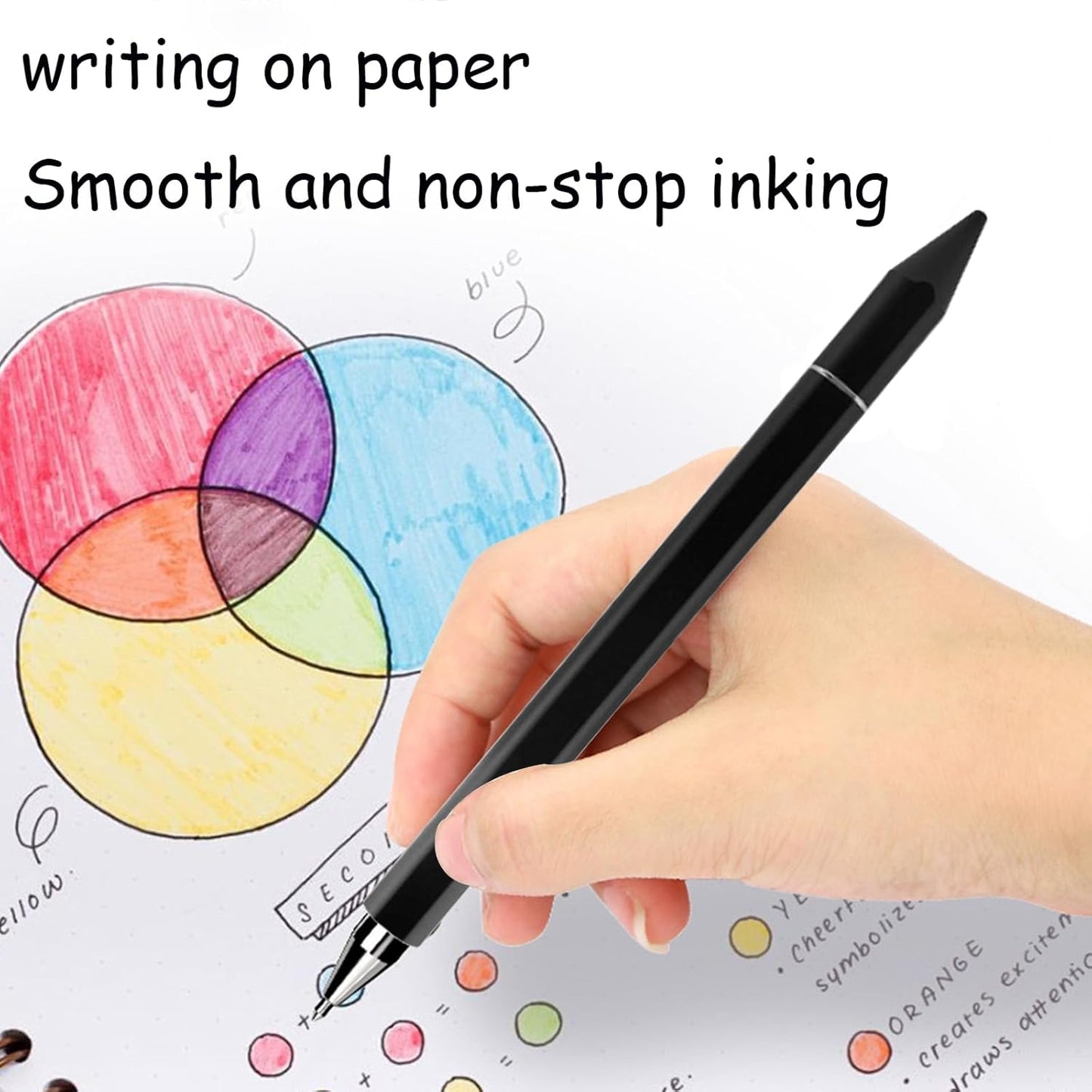 Stylus Pens for iPad, Luntak 3 in 1 Ballpoint Pen, Fiber Tip & Clear Disc Capacitive Stylus iPad Pencil for Apple iPhone/iPad Pro/Mini/Air/Android/Microsoft/Surface All Capacitive Touchscreen - Black