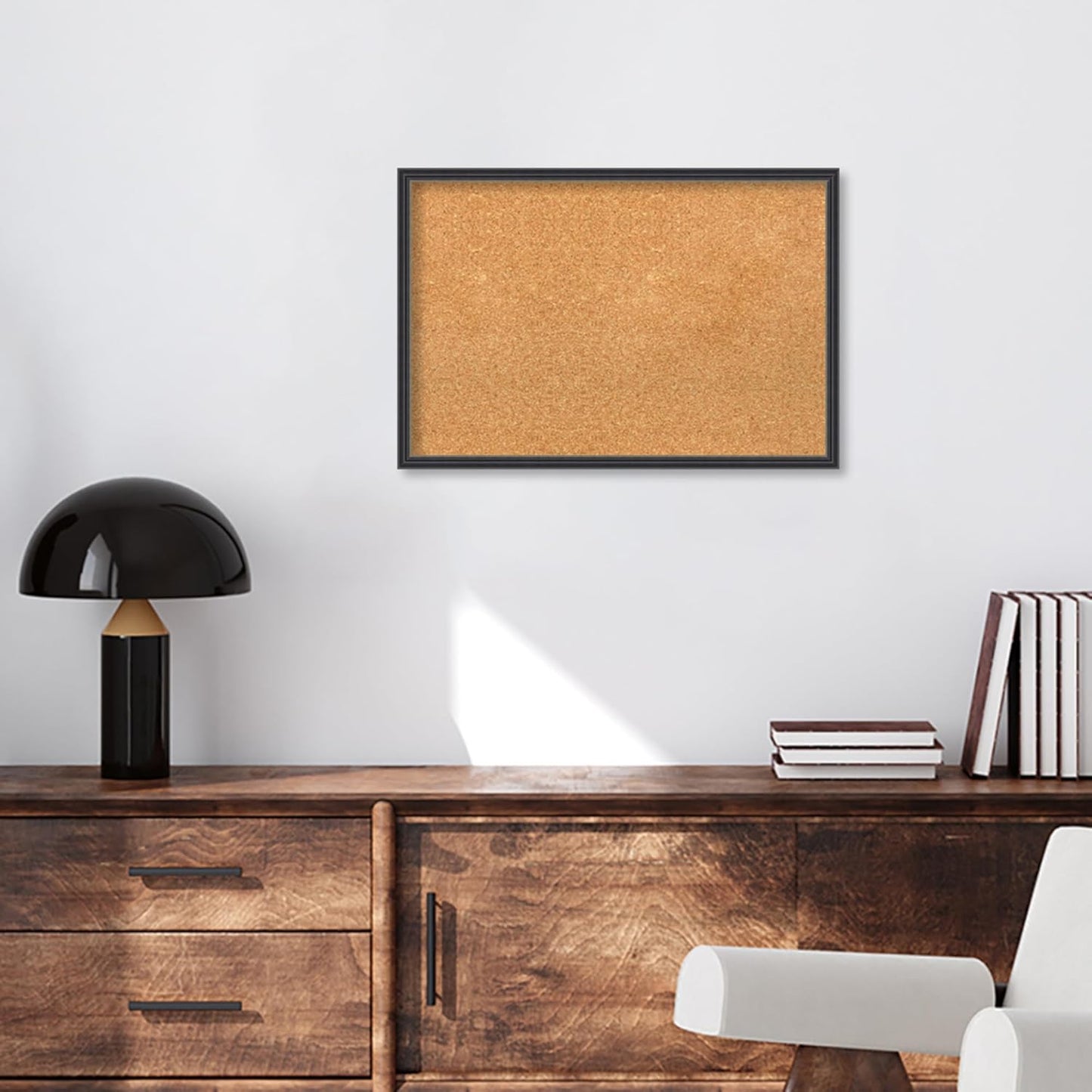 Amanti Art Natural Cork Board for Wall, 17x25 Vision Board with Black Wood Frame, Medium Corkboard Office Decor for Home Organization, Traditional Corkboard Pinboard to display items for home