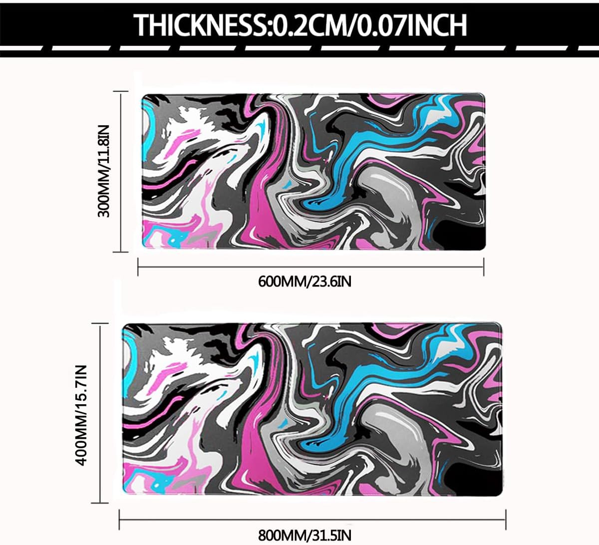 Large Gaming Mouse Pad with Non-Slip Base and Stitched Edges - Desk Mat for Keyboard and Mouse