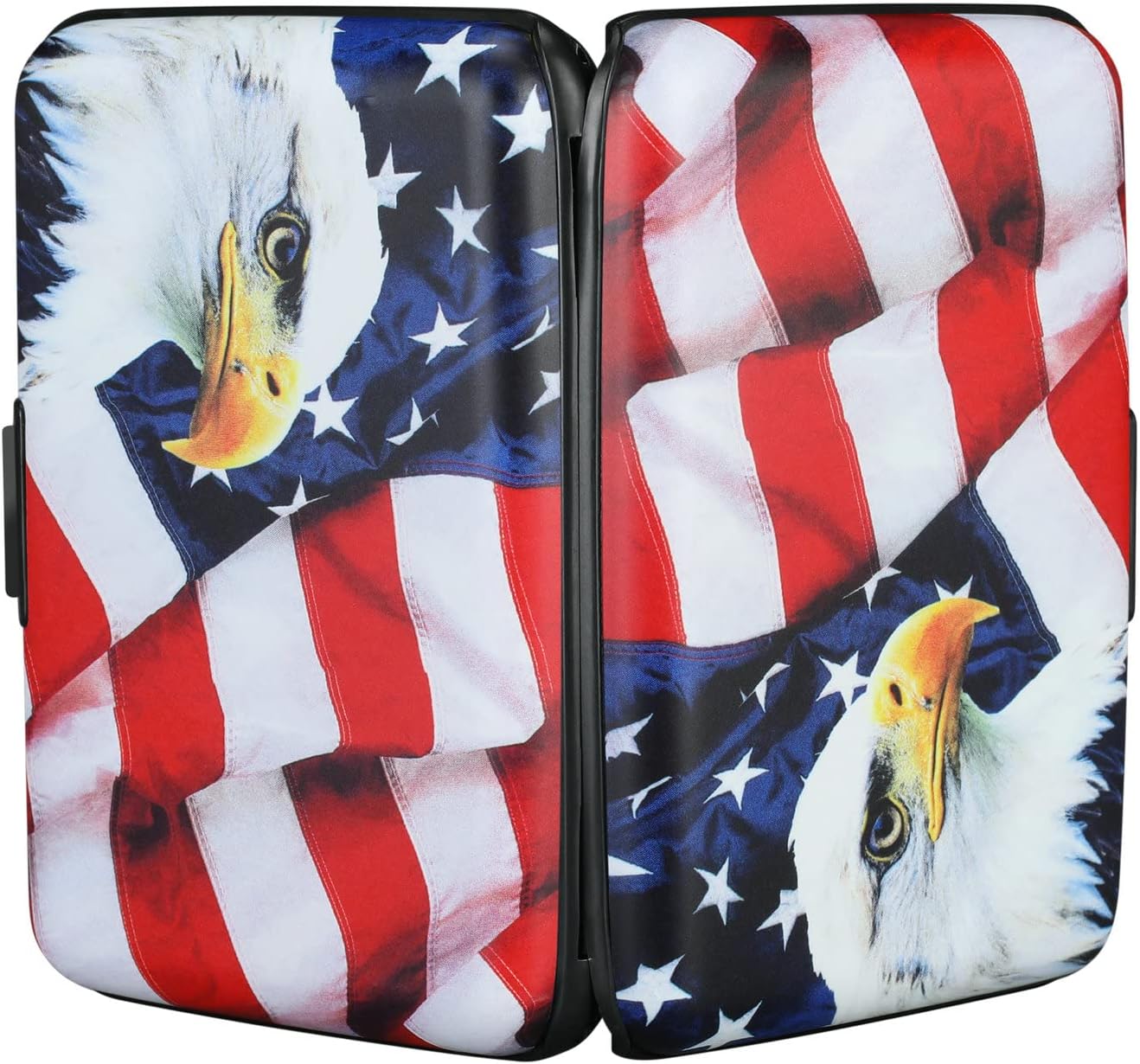 ELFISH Mini RFID Aluminum Wallet Credit Cards Holder Business Card Case Metal ID Case for Men Women（Flag2