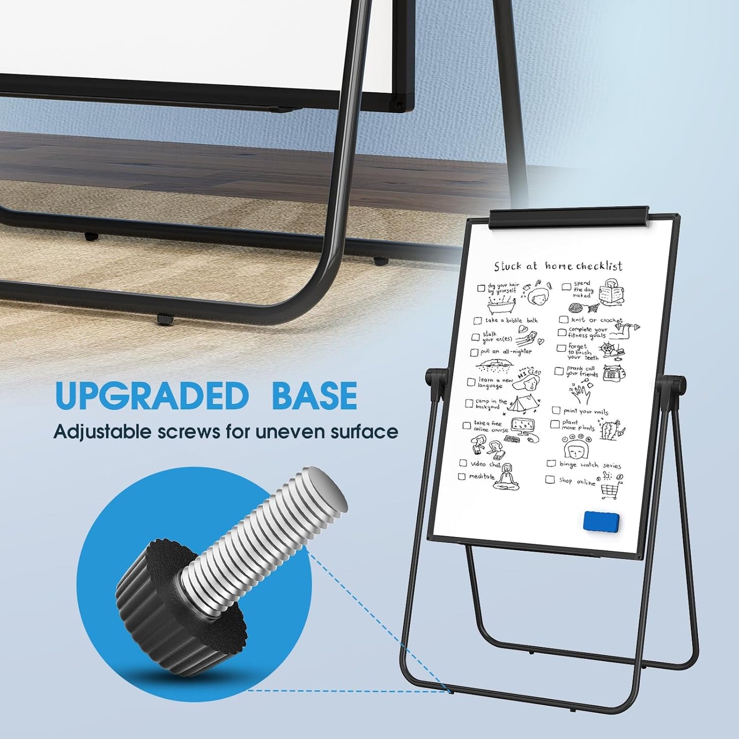 MaxGear Large White Board Easel Stand, 40" x 28" Double Sided Dry Erase Board with Stand, Height Adjustable and 360 Degree Rotation Classroom Easel for School, Home & Office Flip Chart Stand