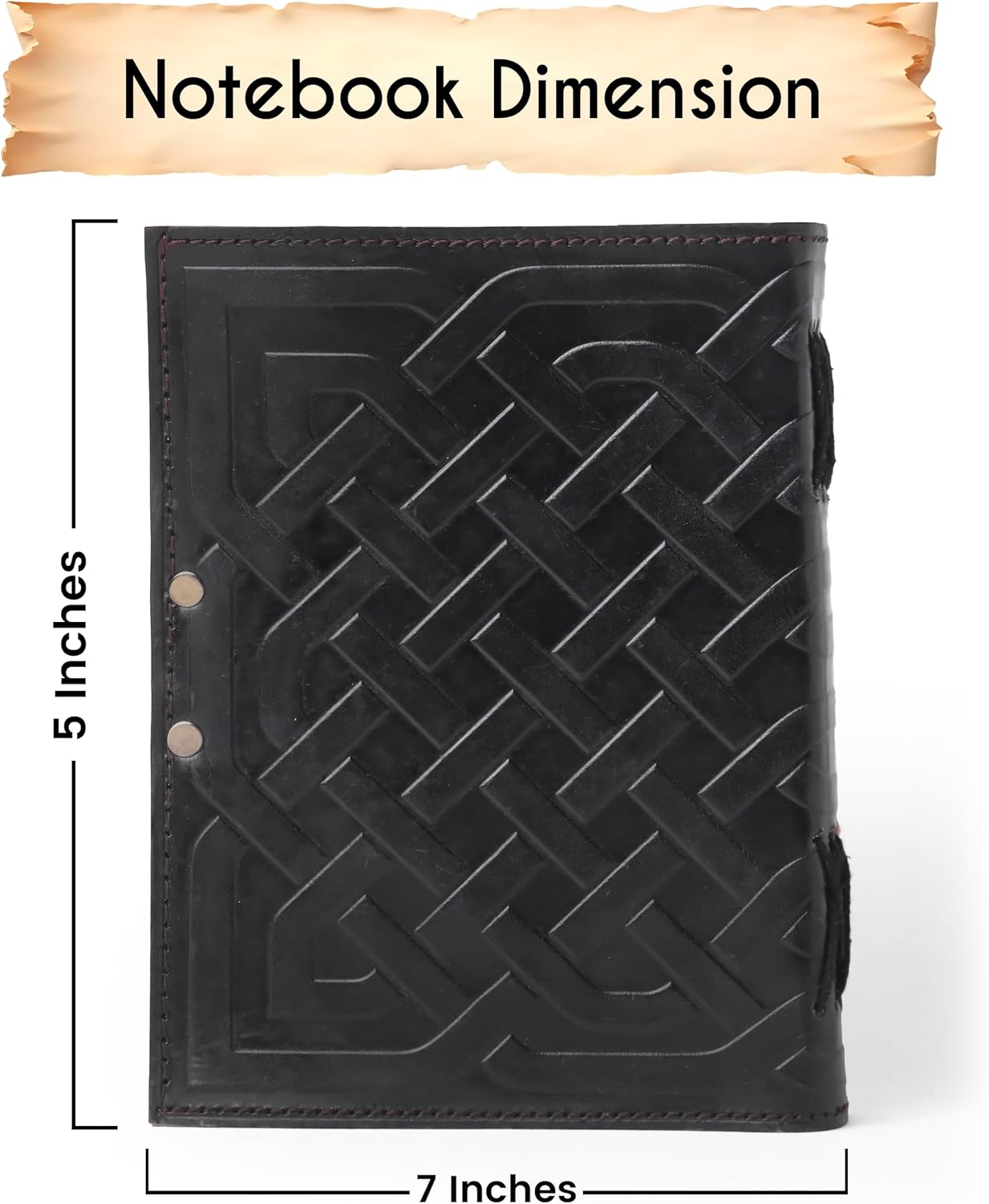 Yin & Yang Vintage Leather Journal with Antique Clasp Lock – 200 White Page Antique Deckle Edge Leather Bound Notebook – 5"X7" Notebook Journal for Writing, Drawing, Home, Office, Travelling (Black)