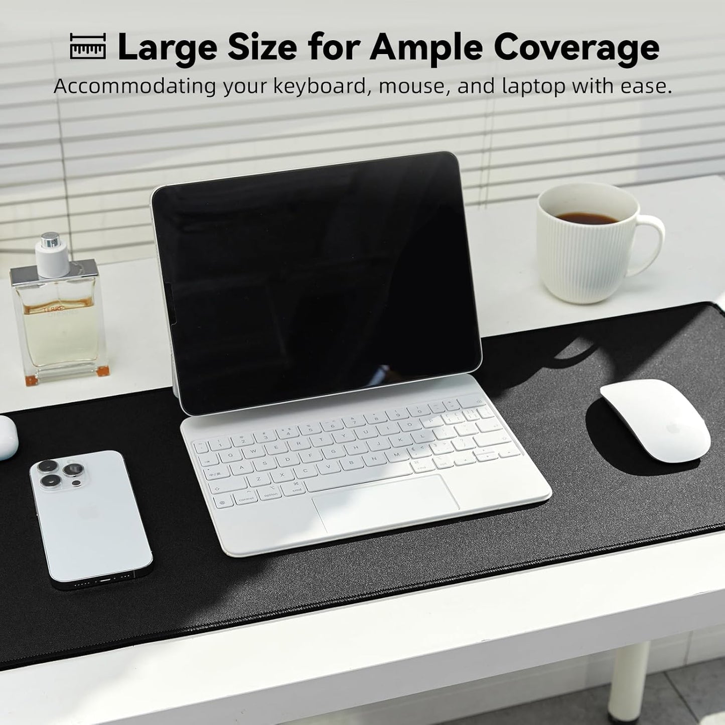 Large Gaming Mouse Pad with Durable Stitched Edges, Non-Slip Rubber Base, Big Computer Keyboard Mouse Mat Desk Pad for Home Office Gaming Work, 31.5"x11.8"x0.12", Black
