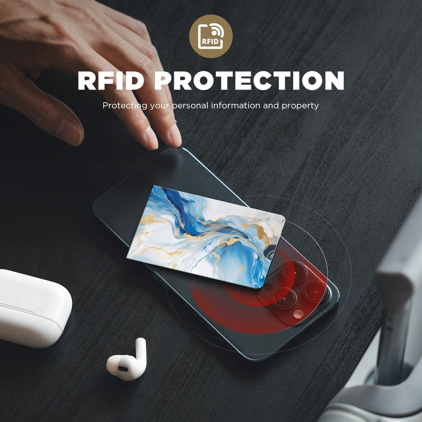 12 PCS RFID Blocking Sleeves, Credit Card Holder for Women Men Protect Cards Identity from Electronic Theft Travel Case Set (Marble Style