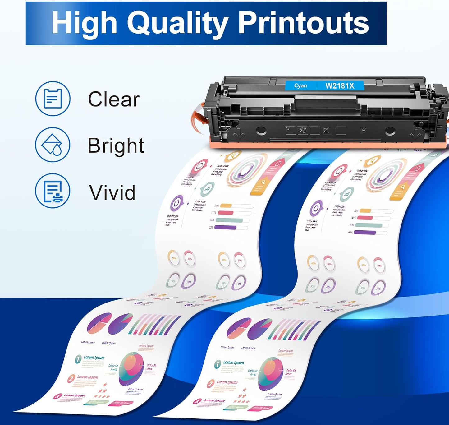 InkNI 218X Toner Cartridges 4 Pack High Yield (No Chip) Replacement for HP 218X W2180X for HP 218A for HP Color Laserjet Pro MFP 3301FDW 3201DW 3301SDW 3301CDW Printer Ink W2180A (4 Pack, B/C/Y/M)