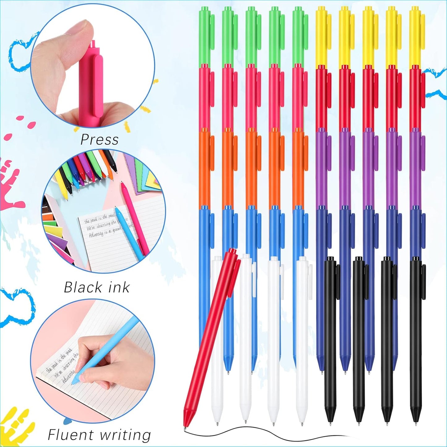 Sabary 96 Pcs Mini Notebook and Pen Set Bulk Lined Small Pocket Notepad Retractable Ballpoint Pen Journal Memo Notepad 24 Sheets/ 48 Pages 3.5 x 5.5 Inch for Student Teacher Gift (Colorful)