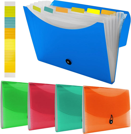 5 Pack 7 Pocket Expanding File Folder with Colored Tabs, A4 Letter Size Accordian File Paper Document Folder Organizer Bill/Paper/Document/Receipt Folders for Office Home Paperwork, Color