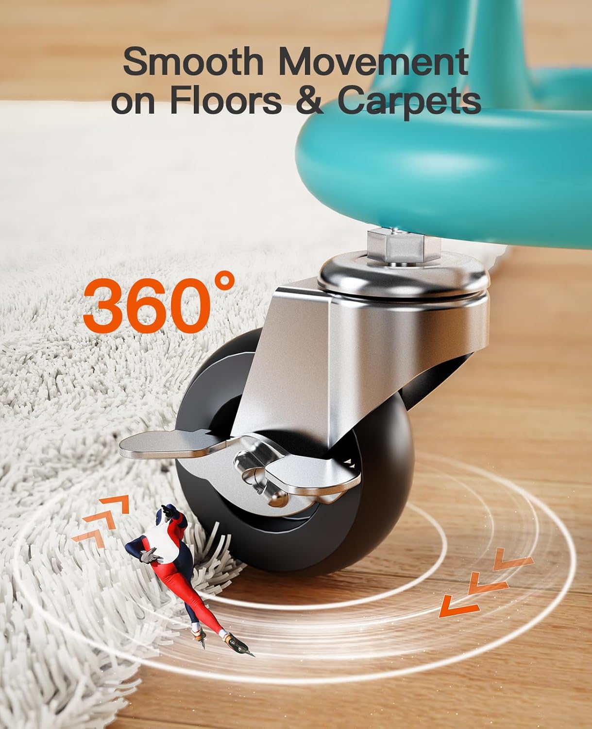 Pipishell 3 Tier Rolling Cart with Wheels - Rolling Storage Cart with 3 Hanging Cups & 4 Hooks - Art & Craft Carts Organizer for Office, Kitchen, Craft Room, Bedroom, Laundry Room (Turquoise)