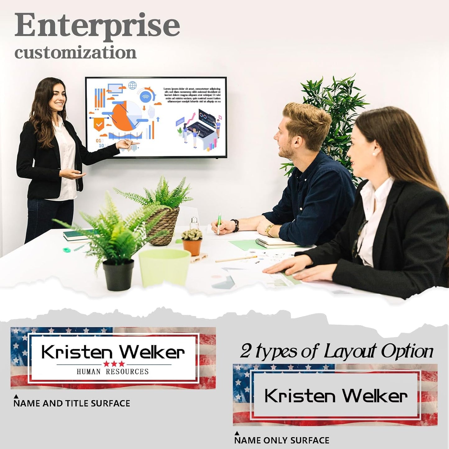 Personalized Name Plate for Desk - Custom Engraved Name Plates for Man - Boss Day Gifts for Boss - Acrylic Office Decor Appreciation Gifts for Teacher Nurse Coworker Social Worker (Flag)