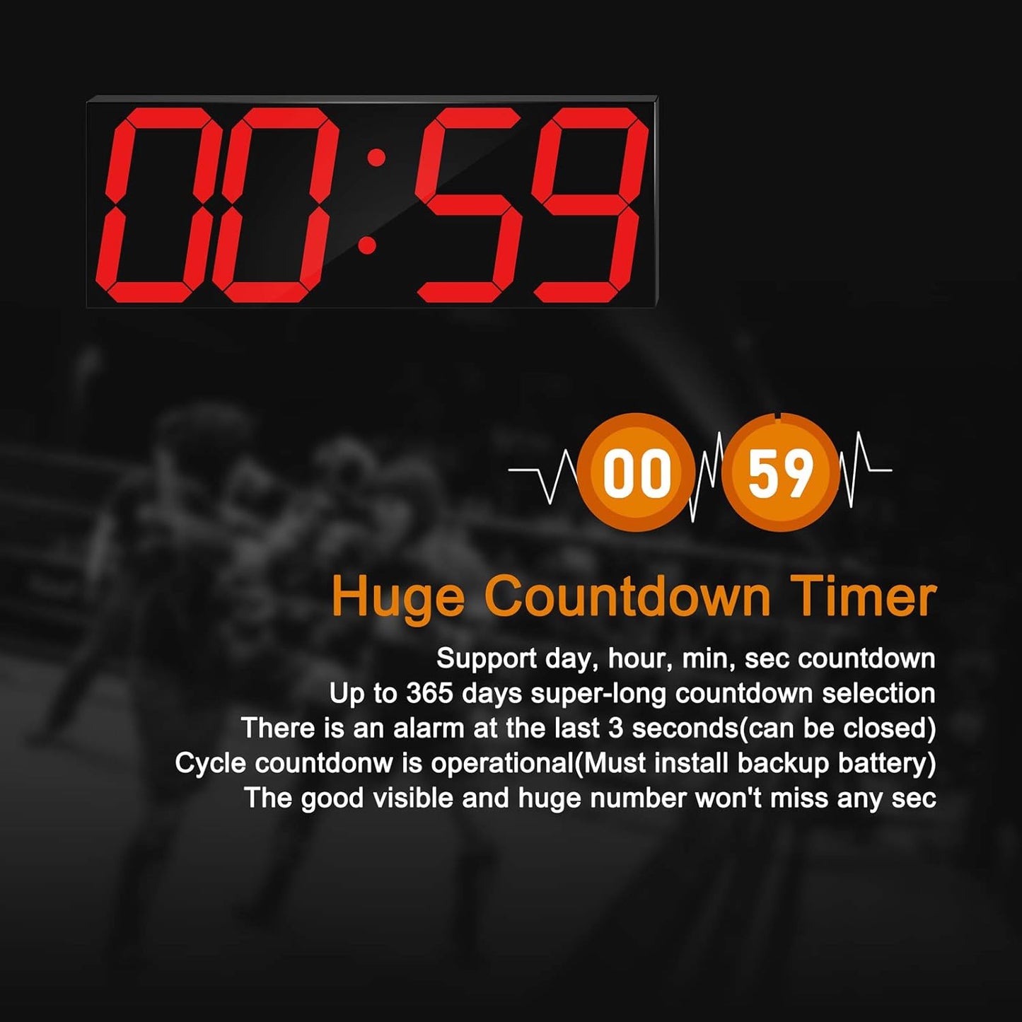 LED Large Digital Wall Clock, Oversize Wall Clock with 6” Numbers, Remote Control Count up/Countdown Timer Clock, Auto Dimmer, Big Calendar and Thermometer(Red)