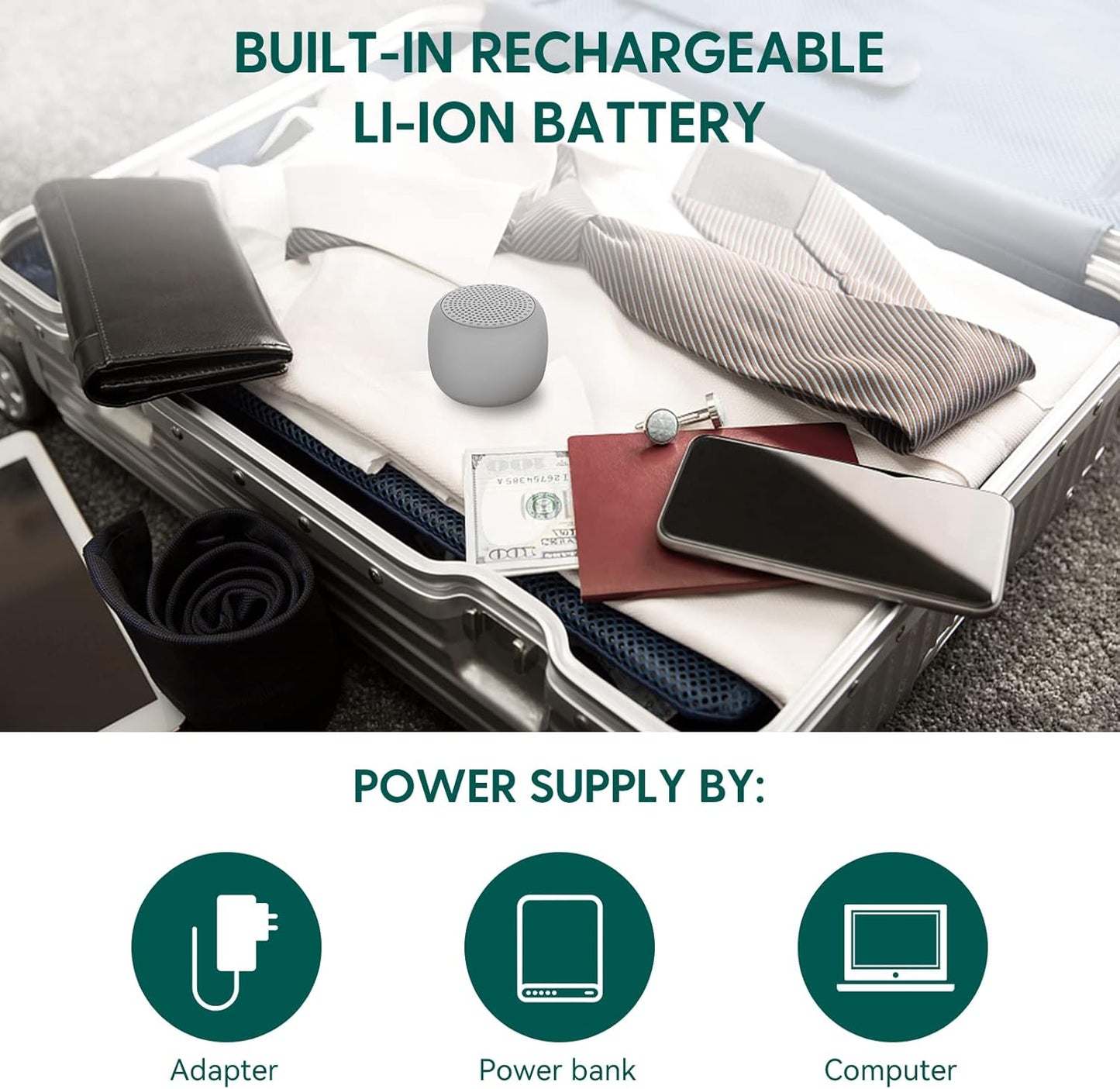 Babelio White Noise Sound Machine for Adults Kids Baby, Mini, 15 Non-looping Sounds, Timer, Memory Function, Easy to Pocket and Travel Gray