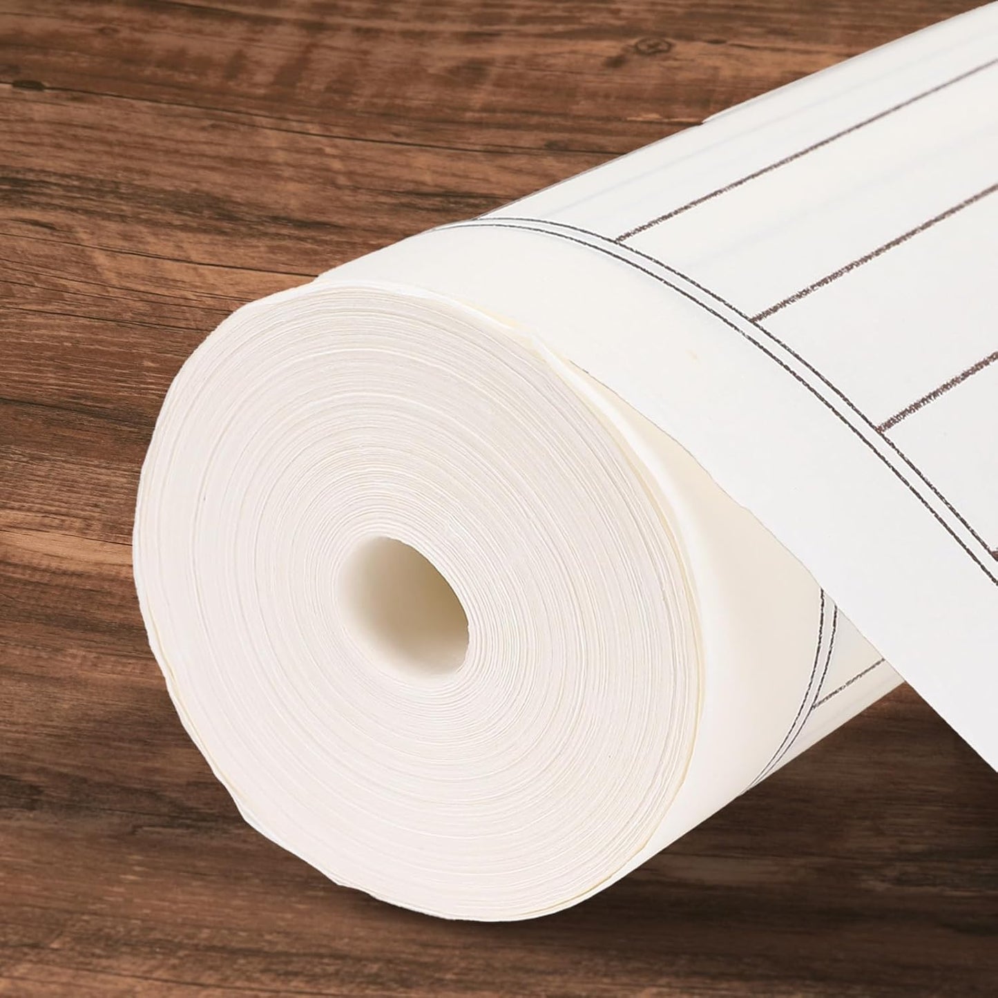 MEGREZ Chinese Calligraphy Brush Writing Practice Paper, Xuan Paper Roll Rice Paper Calligraphy with Vertical Grids, 35cm x 50m(13.8in x 164ft), Half Raw Ripe Xuan Paper, 2cm/Grid, White