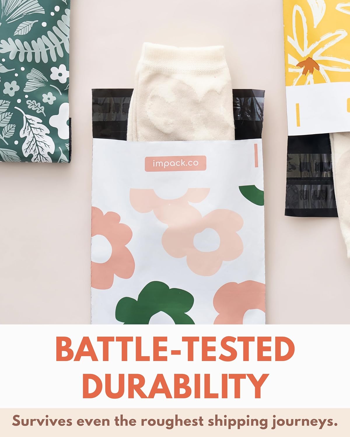 Poly Mailers 10x13-25 Pack Biodegradable Shipping Bags for Clothes - Impack Self-Seal Waterproof Thick Mailing Envelope for Accessories & Clothing - Pastel Petals