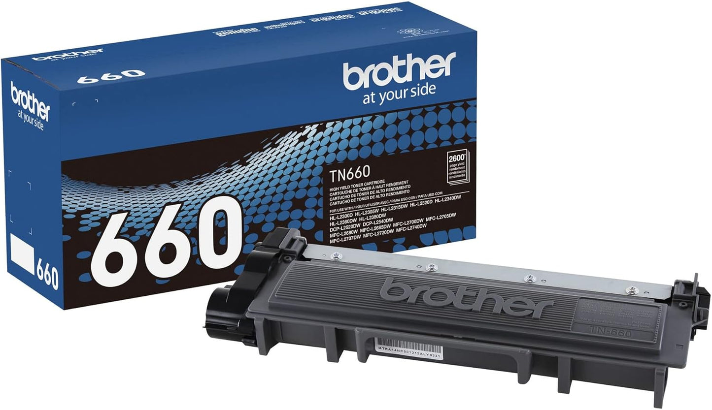 Brother Genuine High Yield Toner Cartridge, TN660, Replacement Black Toner, Page Yield Up to 2,600 Pages, Amazon Dash Replenishment Cartridge, Black, 1 pack
