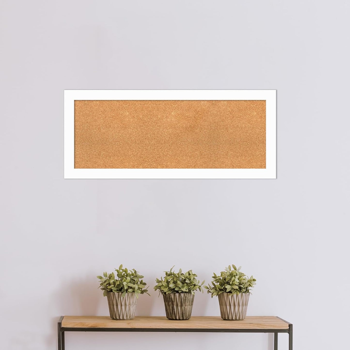 Amanti Art Natural Cork Board for Wall, 17x41 Vision Board with White Frame, Medium Corkboard Office Decor for Home Organization, Casual Corkboard Pinboard to Display Items for Home Organization in