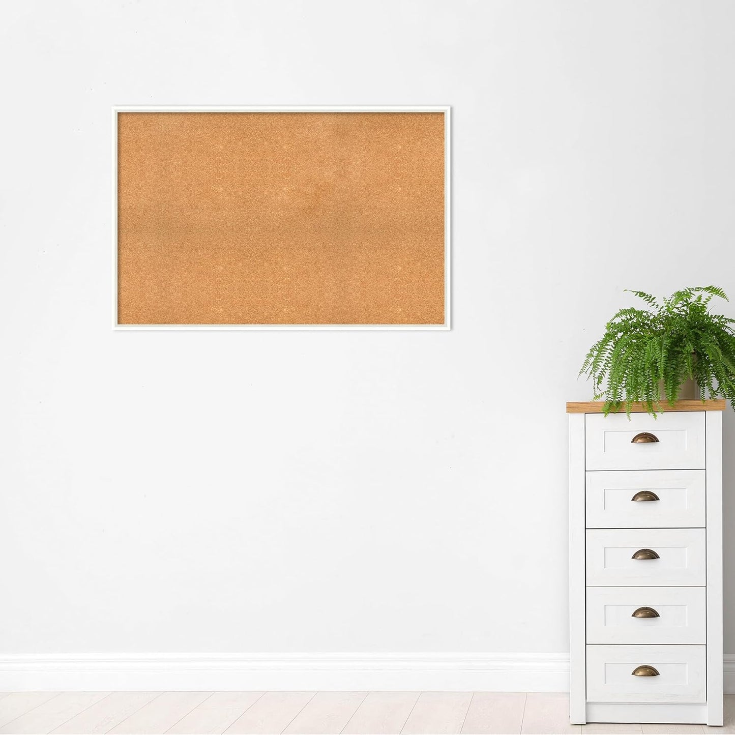 Amanti Art Natural Cork Board for Wall, 31x47 Vision Board with White Frame, Oversize Corkboard Office Decor for Home Organization, Modern Corkboard Pinboard to Display Items for Home Organization in