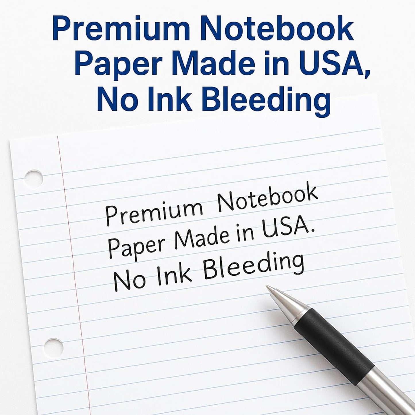 Loose Leaf Notebook Paper, 8"x10-1/2" Wide Ruled Lined Paper, Bulk Filler Paper, 3 Hole Punched For 3 Ring Binder, 150 Sheets/Pack, 24PK Per Carton, 3600 Sheets, Made In USA
